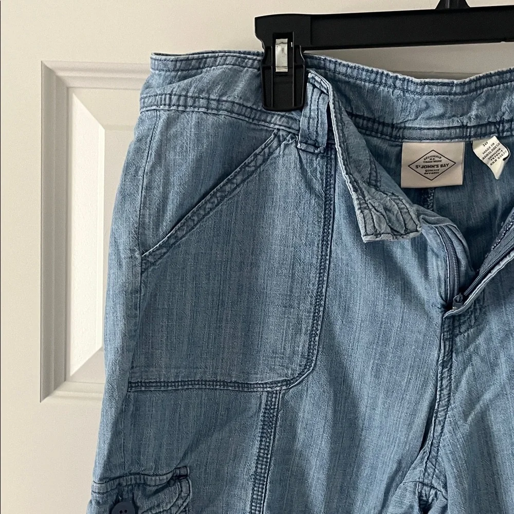 St. John's Bay Light Wash Cargo Denim Shorts - Picture 6 of 11